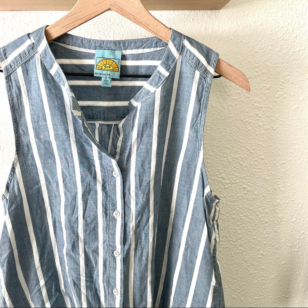 C & C California striped sleeveless button down - Picture 3 of 6